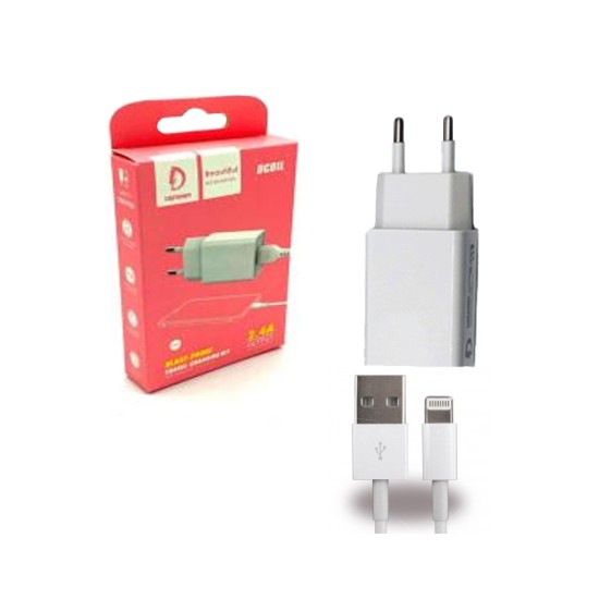 CHARGER ADAPTER DENMEN DC01L 2.4A WITH LIGHTNING CABLE WHITE